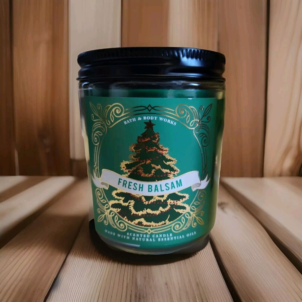 Bath & Body Works Fresh BALSAM Single Wick Medium Christmas Tree Candle 7oz New
